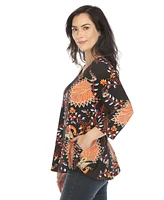 White Mark Women's Vibrant Boho Swing Top