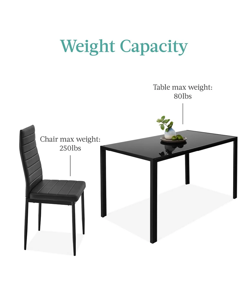 Best Choice Products -Piece Kitchen Dining Table Set w/ Glass Tabletop