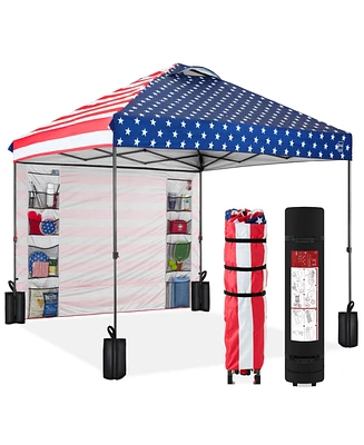 Best Choice Products 10x10ft Easy Setup Pop Up Canopy, Portable Tent w/ Side Wall, 1-Button Push