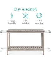 Best Choice Products 48in 2-Shelf Indoor Outdoor Wooden Console Table Multifunctional Buffet Bar Storage