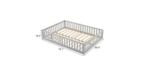 Slickblue Grey Painted Pine Full Fence Bed with Door and Board for Kids