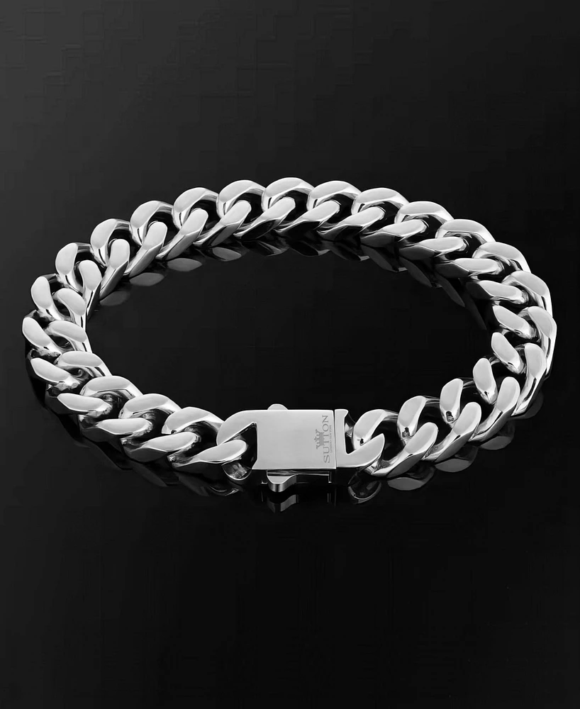 Rhona Sutton Silver Stainless Steel Miami Cuban 9" Chain Bracelet