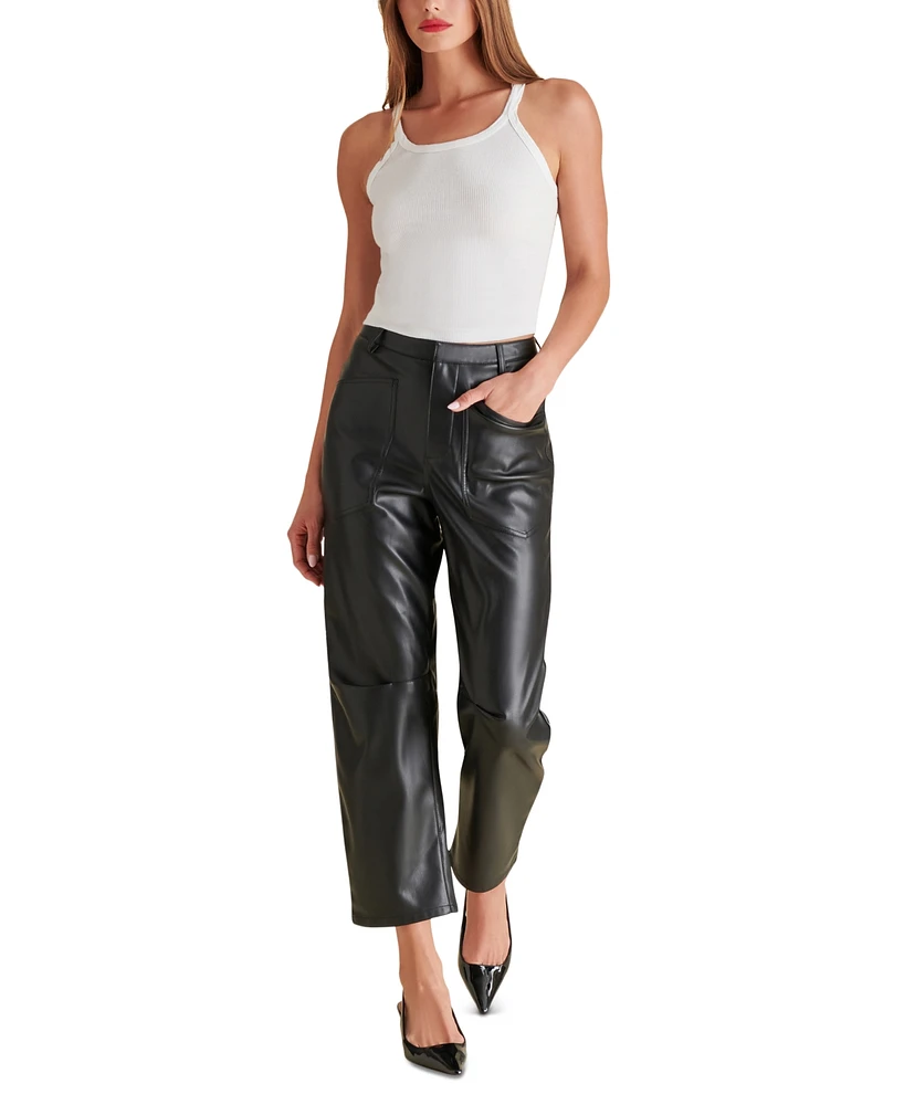 Steve Madden Women's Haniel Faux-Leather Barrel Pants