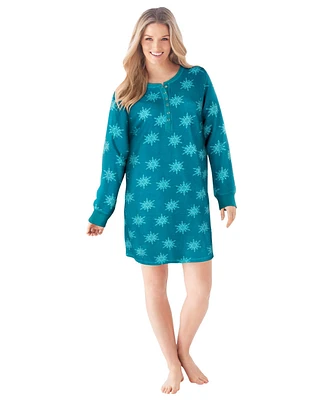 Dreams & Co. Women's Plus Size Thermal Henley Sleepshirt