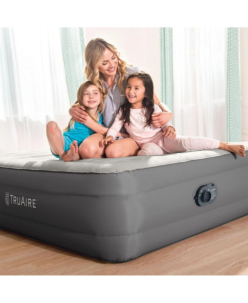 Intex TruAire Luxury Queen Air Mattress Airbed w/ Lumbar Support & Built in Pump