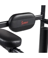 Sunny Health & Fitness Multi-Function Compact Power Tower, 300 LBs Capacity with Captains Chair, Dip Station, Pull Up Bar, Push Up & Core Workout