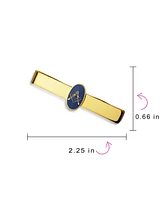 Bling Jewelry Blue Square Compass Masonic Freemason Tie Clip Silver Gold Two Tone