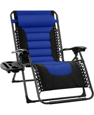 Best Choice Products Oversized Padded Zero Gravity Chair, Folding Outdoor Patio Recliner w/ Side Tray