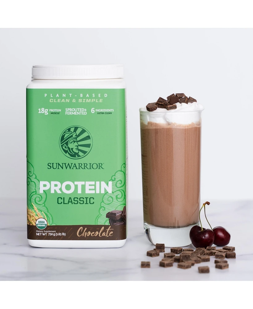 Sunwarrior Classic Organic Protein Powder, Plant-Based Protein, Chocolate Flavor, Sunwarrior, 750gm (30 servings)