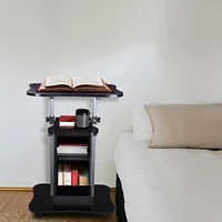 Yescom Lectern Podium Stand Portable Rolling Laptop Cart on Wheels Storage Mobile Height Adjustable Classroom Home Office Black