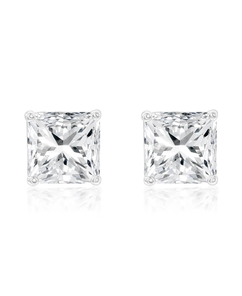 Suzy Levian Sterling Silver Asscher-Cut Cubic Zirconia 8mm 4 cttw Stud Earrings