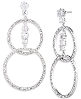 Emily in Paris Silver-plated Pave & Crystal Open Circle Double Drop Earrings