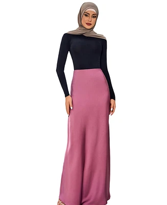 Urban Modesty Women's Brown Satin Skirt
