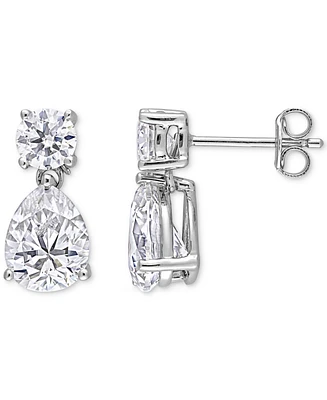 Moissanite Pear & Round Drop Earrings (5 ct. t.w.) in Sterling Silver