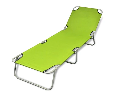 vidaXL Folding Sun Lounger Powder-coated Steel Apple Green