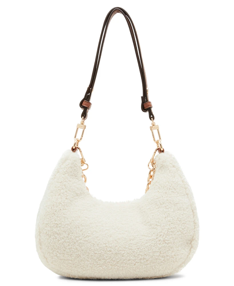 Anne Klein Small All Over Sherpa Crescent Shoulder Bag