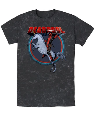 Fifth Sun Men's Deadpool On Unicorn Short Sleeve Mineral Wash Tee