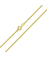 Bling Jewelry 2MM 030 Gauge Strong Gold Plated Sterling Silver Rope Link Chain Necklace 16 20 24 Inch