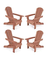 Folding Adirondack Chair Set of with High Backrest & Wide Armrests Wooden