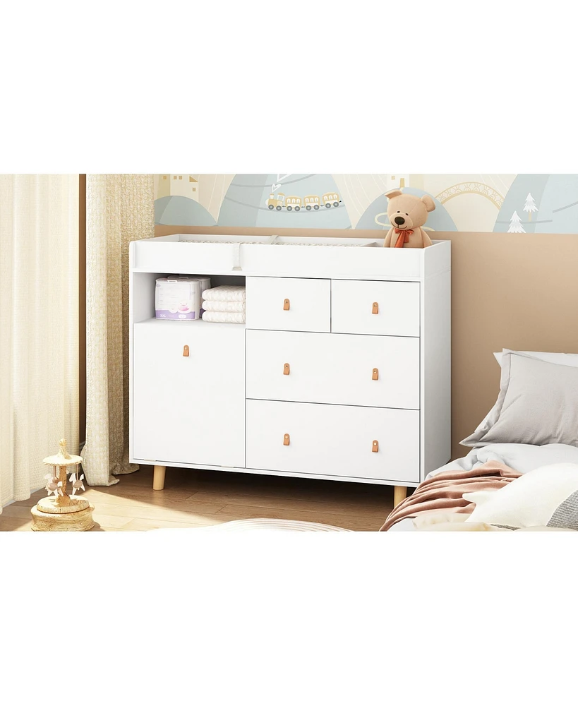 Homsee White 4-Drawer Kid Dresser Changing Table Nursery Dresser