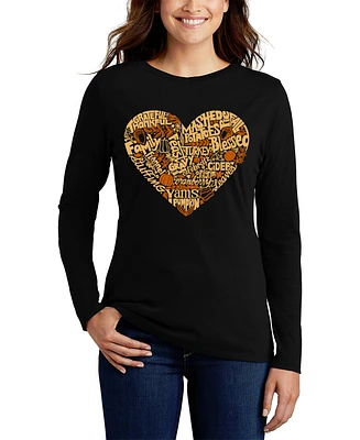 La Pop Art Women's Thanksgiving Heart Word Long Sleeve T-Shirt