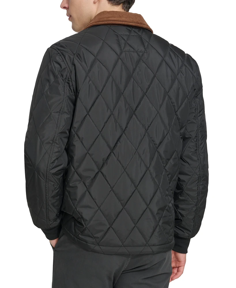 Dockers Men's Diamond-Quilted Jacket with Corduroy Collar