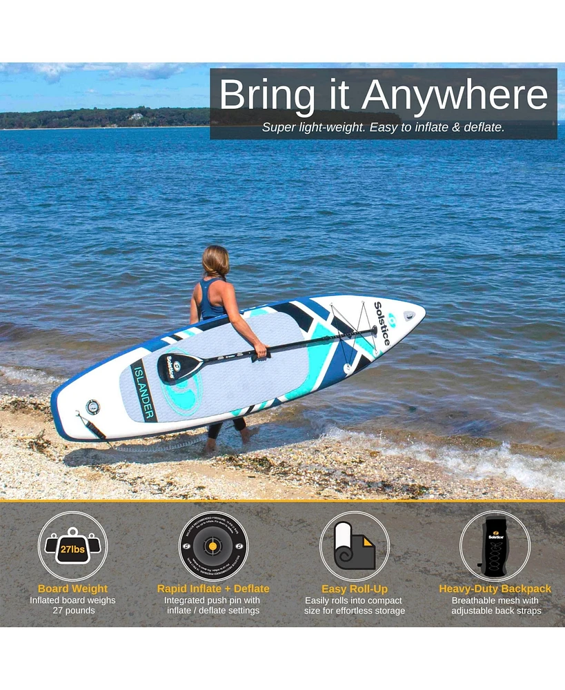 Solstice Watersports Islander 11 Foot Inflatable Stand-Up Paddle Board Kit, Teal