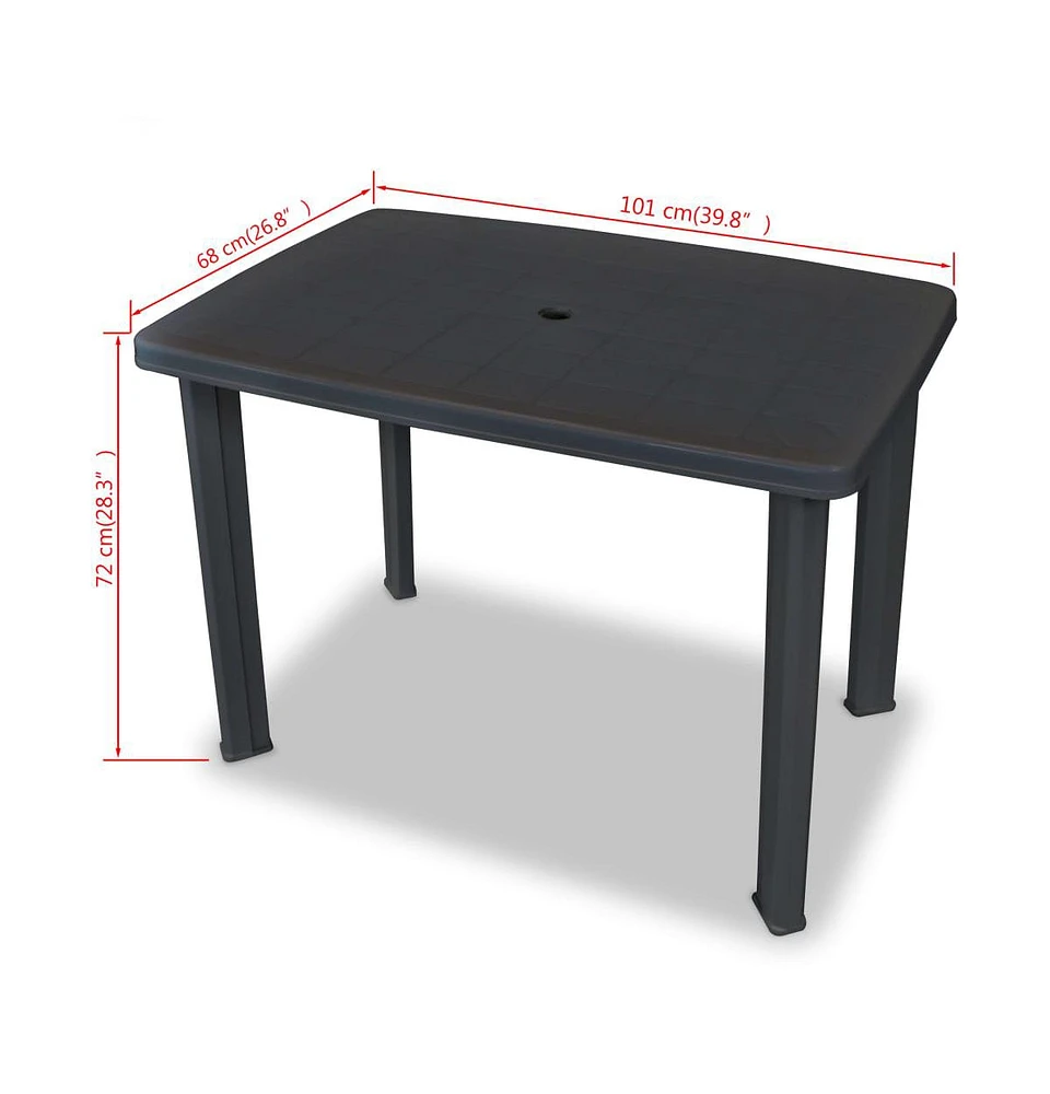 vidaXL Patio Table Anthracite 39.8"x26.8"x28.3" Plastic