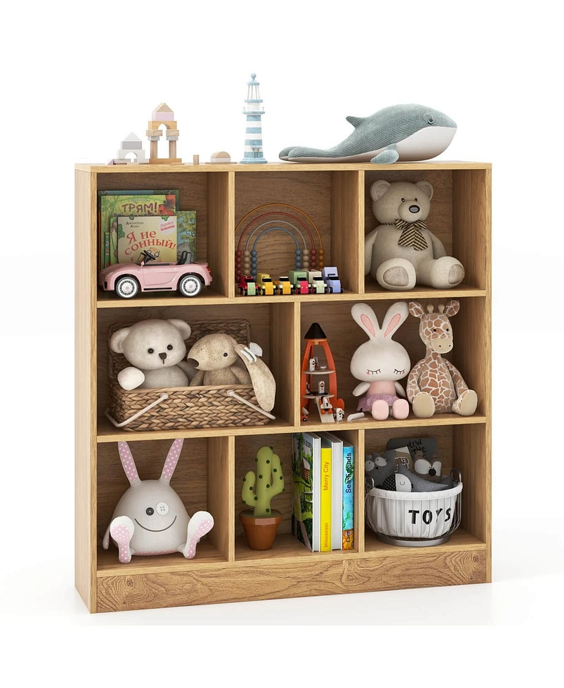 8-Cube Bookcase 41" Wooden Toy Storage Organizer for Kids Bookshelf