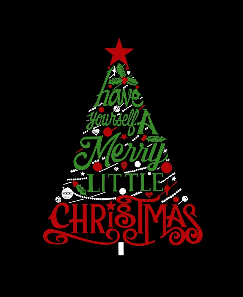La Pop Art Women's Have Yourself a Merry Little Christmas Word V-Neck T-shirt