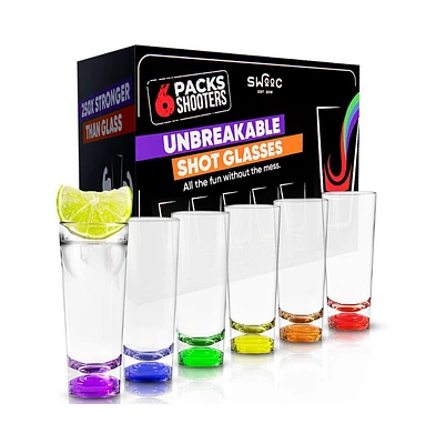 Swooc - Unbreakable Tall Shot Glasses Set of 6 (2oz) - 250x Stronger Than Glass, 25x Stronger Than Acrylic