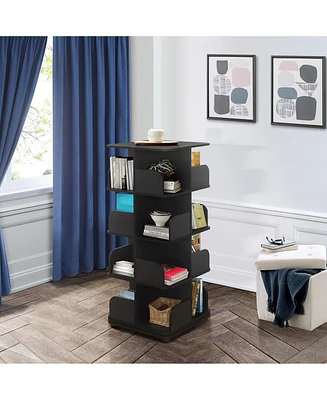 Kings Brand Furniture Angelica Revolving Bookcase - 4 Tier Rotating Book Shelf