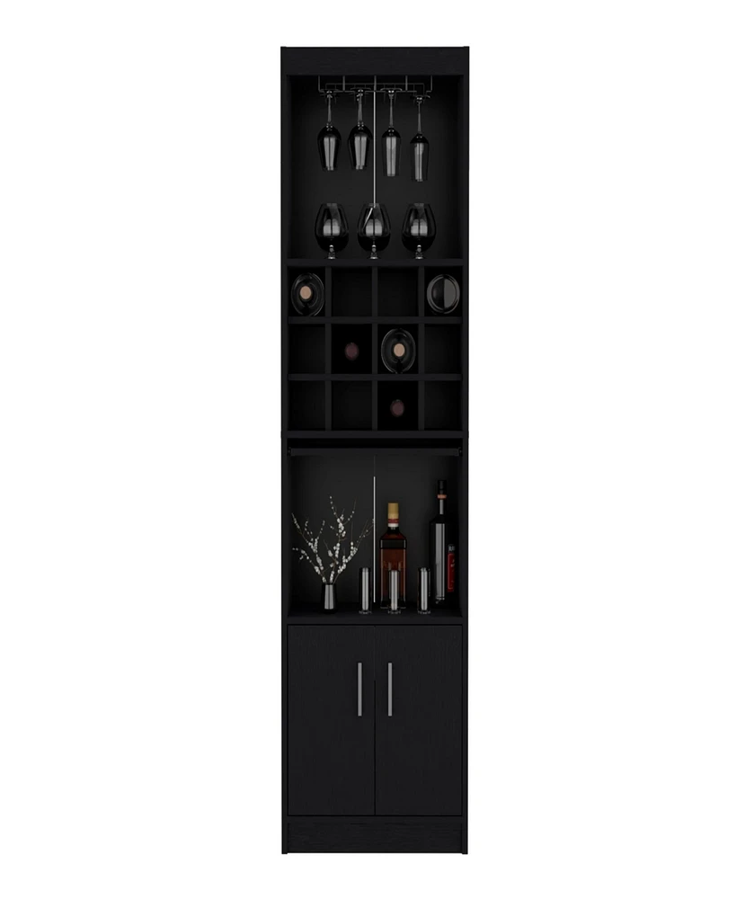 Pisek Bar Cabinet 5-Tier, Wine Cabinet, Liquor Cabinet, 12 Bottle Cubbies, 5 Shelves
