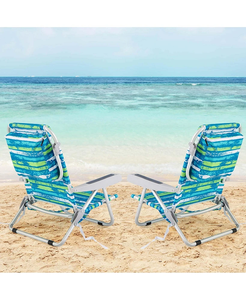 Pcs Folding Beach Chair Adult Lightweight Aluminum Camping Chair with Storage Bag