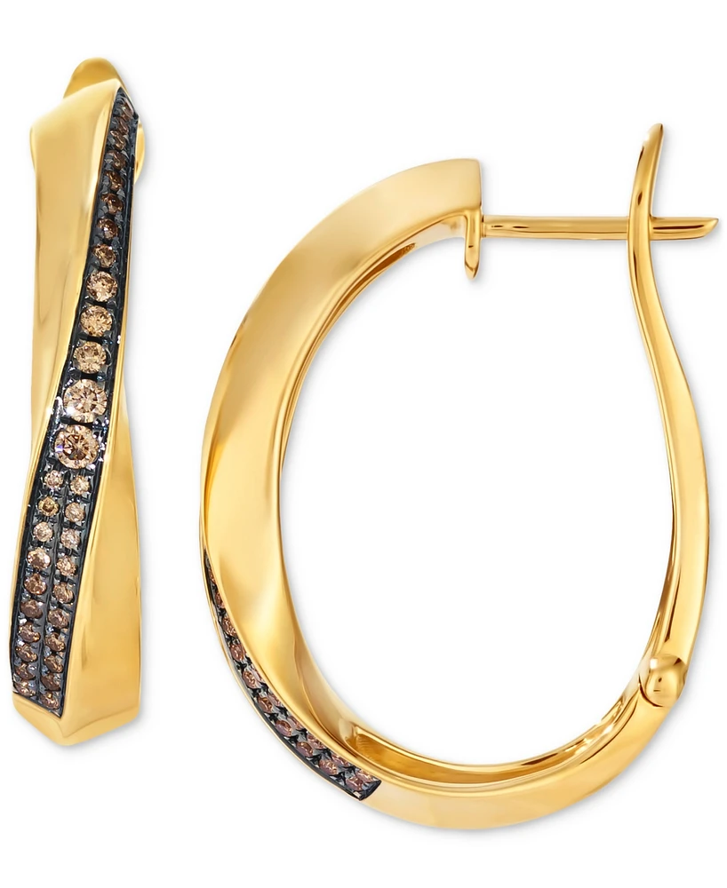 Le Vian Chocolatier Chocolate Diamond Hoop Earrings (1/4 ct. t.w.) in 14k Honey Gold
