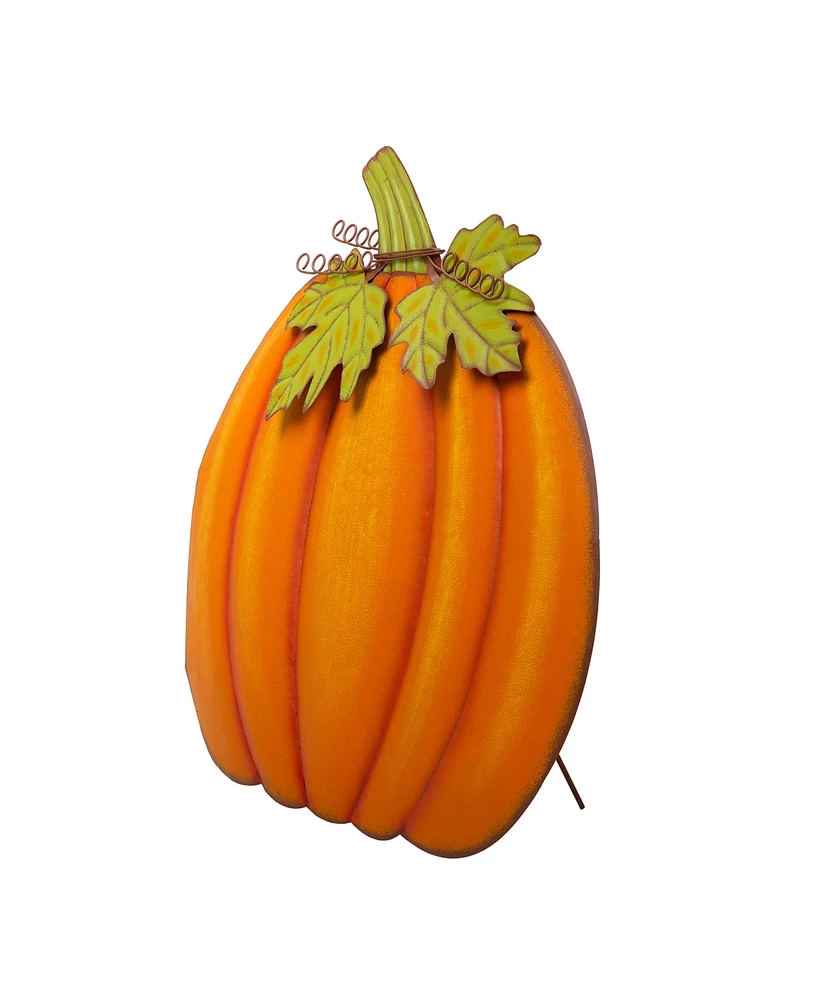 Glitzhome 37.5"H Fall Oversized Metal Pumpkin Yard Stake or Wall Decor