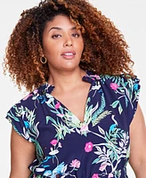 On 34th Trendy Plus Size Flutter-Sleeve Midi Dress, Exclusively at Macy's