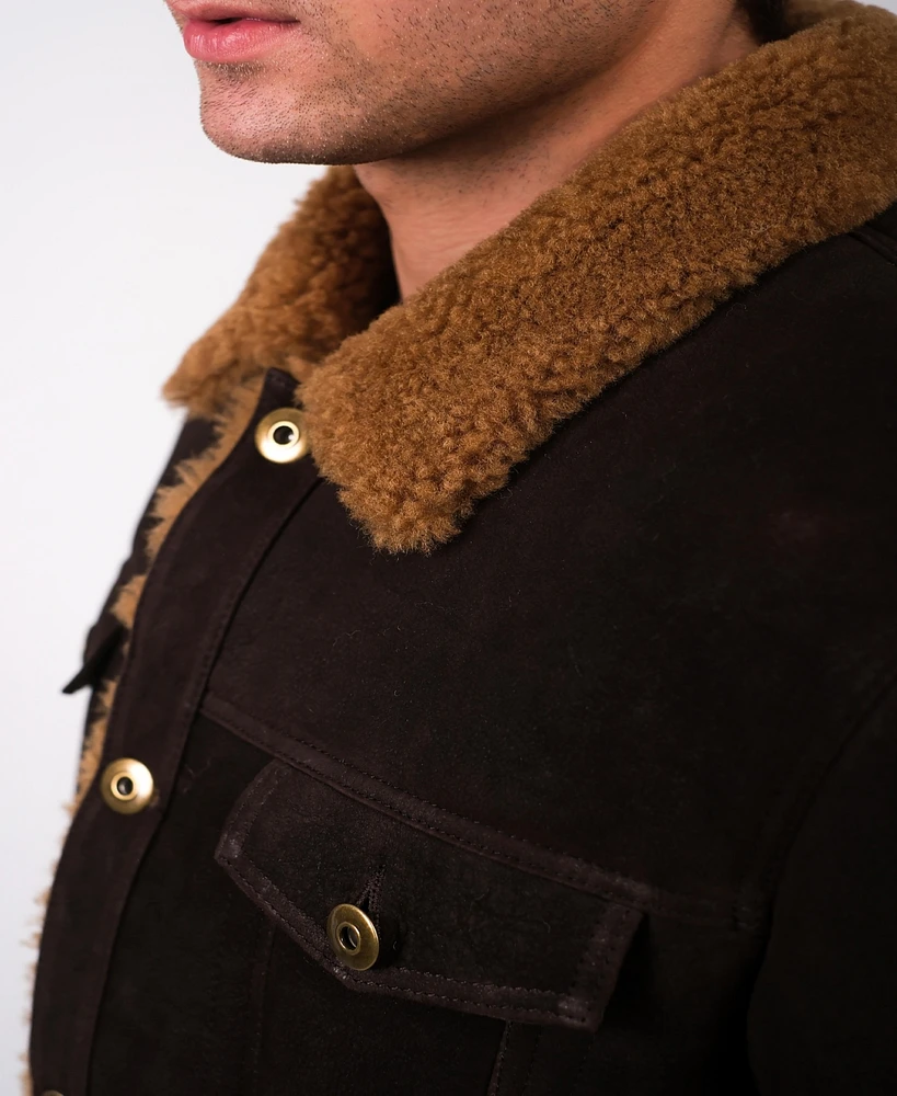 Men's Sheepskin Jacket, Brown, Created for Macy's