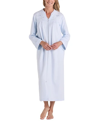 Miss Elaine Petite Embroidered Waffle-Knit Nightgown