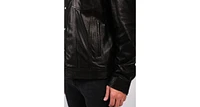 Men's Leather Jacket, Black, Created for Macy's