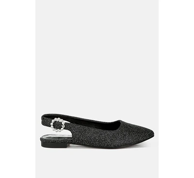 Giora Glitter Slingback Flat Sandals