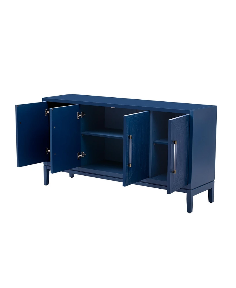 Versatile Four-Door Sideboard with Brushed Doors and Fir Veneer, Featuring Elegant Handles, Perfect for Various Spaces.