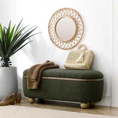Storage Ottoman Bench, Upholstered End of Bed Ottoman Bench with Storage and Seating, Large Blanket Storage Bench for Foot Rest in Bedroom, Living Roo