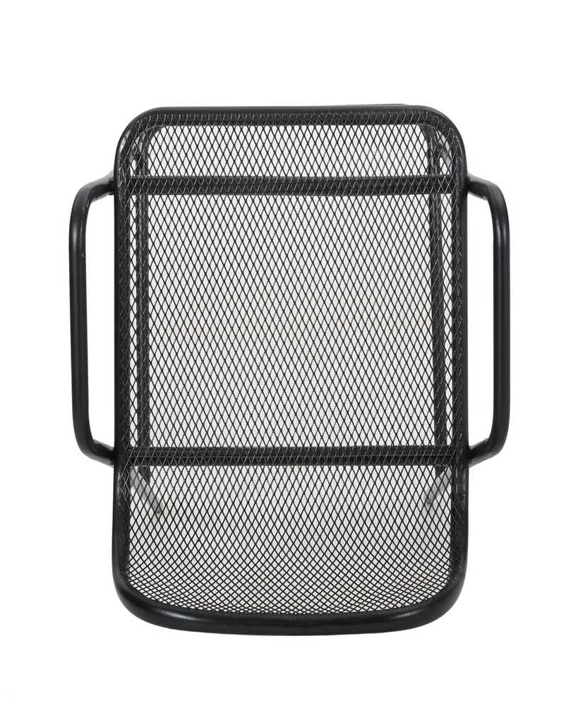 Modern Matte Black Iron Barstools With Mesh Seating (Set Of 2)