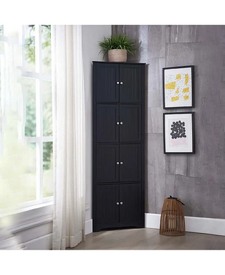 Kings Brand Furniture Lyons 4-Tier 68" Corner Kitchen Pantry Storage Cabinet with 8 Doors