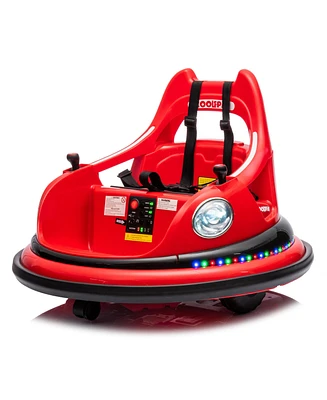 12V ride on bumper car for kids, electric car for kids,1.5-5 Years Old, W/Remote Control, Led Lights, Bluetooth & 360 Degree Spin, Vehicle body with a
