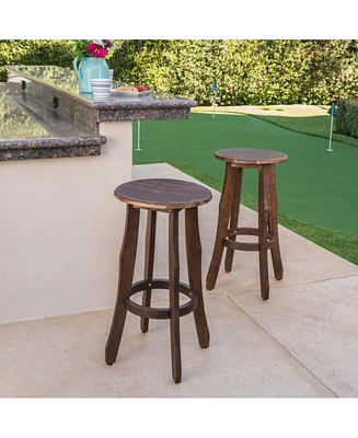 Acacia Wood Barstools: Stylish, Durable, Outdoor-Ready (Set Of 2)