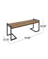 Acacia Wood Bench: Chic Style, Iron Strength