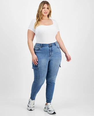 Celebrity Pink Trendy Plus Size High-Rise Skinny Cargo Jeans