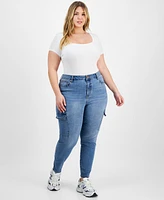 Celebrity Pink Trendy Plus Size High-Rise Skinny Cargo Jeans